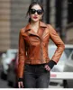 Damen Leder 2023 Mantel Frühling Herbst Jacke Frauen Echtes Schaffell Moto Weibliche Kurze Braun