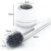 Porte-brosses de toilette Brosse de toilette Nettoyant WC Support de sol Poils en silicone Salle de bain Bol de nettoyage Ensemble de brosses avec pincettes Accessoires de salle de bain 230926