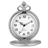 Zakhorloges Zilverkleurig Cover Horloge Klassiek Half-hol met Romeinse cijfers Kast Legering Slanke kettinghanger