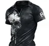 Одежда «сделай сам» Индивидуальные футболки-поло с принтом черепа3D цифровые узоры для мужских лацканов, мужские повседневные рубашки-поло с короткими рукавами