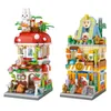 City Street View Mini Building Blocks Cartoon Mushroom House Magic House 3D Castle Model Assembled Brick Diy Kids Toy Gifts
