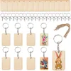 Porte-clés 60pcs étiquettes cadeaux en tranches de bois naturelles inachevées avec corde pour bricolage signet artisanat décoration de fête d'anniversaire de mariage