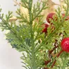 Fleurs décoratives 1 pièce Branches de plantes de pin artificielles fausses plantes feuille verte Simulation baies rouges bricolage artisanat ornement de noël maison