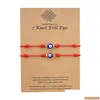 Bracelets de charme Evil Blue Eye 7 noeuds chanceux réglable chaîne rouge Amet pour femmes hommes petits garçons filles livraison directe bijoux Dhx9F