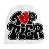 Basker estetiska stickhatt mössor för män kvinnor y2k vinter varm kpop mode hundra ta design cool style street punk beanie