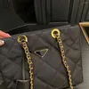 Akşam Çantaları Naylon Moda Zinciri Ters Üçgen Elmas Izgara Bir Omuz Crossbody Kadın Çantası Vintage Paraşüt Sokağı