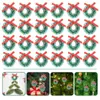 Decorative Flowers 24 Pcs Red Home Decor Christmas Wreath Mini Green Garland Hanging Decoration Decorate Ornament Party Sisal Silk