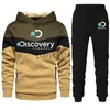 Masculinos Tracksuits New Hot Patch Discovery Channel Masculino Sweatwear Hoodie + Sweatpants Set Outono Inverno Quente Sweatwear Set Masculino Hoodie Pulôver X0926