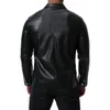 Herren Pelz Herbst Wasser Waschen Biker Jacke Schwarz Umlegekragen Kunstleder Jacken