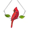 Figurine decorative Cardinall Bird Vetrata Suncatcher Tintura Decorazione Finestra Appeso Tema Giardinaggio all'aperto Articoli natalizi