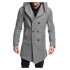 Men's Wool 2023 ZOGAA Spring Autumn Woolen Blends Warm Casual Hooded Coat Asymmetrical Hem Trench British Style Slim Solid