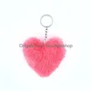 Portachiavi Pompon Cuore d'amore Morbido finto pelo di coniglio Portachiavi con palla Fluffy Portachiavi per auto Pendenti Gioielli Regalo di San Valentino Consegna di goccia Dhpch