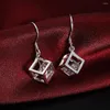 Boucles d'oreilles créoles en argent Sterling 925 de qualité supérieure, bijoux élégants pour femmes, treillis de cristal doux et romantique, cadeau de saint valentin