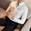 Men's Dress Shirts 2023 Plus Size S-3XL Korean Long Sleeve Striped Shirts Men Clothing Simple Slim Fit Business Casual Office Blouse Homme Hot Sale YQ230927