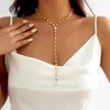 Lacteo – collier ras du cou en métal avec strass pour femmes, bijoux Sexy, longue chaîne de poitrine, fête de mariage, 2023