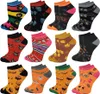 Calcetines de Halloween, paquete de 12 pares, calcetines tobilleros de diseño elegante y coloridos de corte bajo para mujer