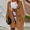 Jaquetas femininas Soltas Mulheres Cardigan Elegante Camisola de Inverno Casacos para Grosso Malha Resistente Comprimento Médio com Bolsos Camadas Ficando