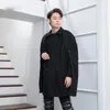 Men's Wool Coat Cape Cloak Personality Bat Shirt Tide Hip-Hop Long Shawl Winter Sleeveless Lapel