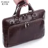 Briefcases Men's Bag Genuine Leather Crossbody Bags For Male Messenger Shoulder Bags 14'' Laptop Briefcases Man Office Handbags 230925