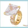 Europa e America placcato oro giallo Bling Ice Out grande diamante CZ pietra per gioielli belli Z209S Anelli a fascia Dr1Gp278g