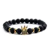Beaded Natural Lava Crown Bracelet Imperial King Charm Picture Jasper Agate Crystal Stone Power Beads Stretch Bracelets For Men Women Dhosa