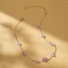 Choker y2k mode oregelbundet lila natursten kristallpärlor halsband enkel utsökt charm för kvinnor smycken födelsedagspresent