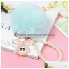 Porte-clés Perles Pompons Bijoux Fluffy Lapin Boule De Fourrure Porte-clés Femmes Mode Creative Fuzzy Peluche Porte-clés Porte-Drop Livraison Dhnc4