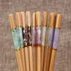 Chopsticks 2/5 Pair Marbling Chop Sticks Of Household Loaded Wood Sushi Natural Bamboo Flatware Chopstick Chinese Dinnerware Set