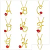 Pendant Necklaces Rose Flower Rhinestone Initial Letter Mix Sier Gold A To Z Necklace Jewelry For Sale Drop Delivery Pendants Dhkrd