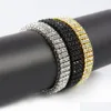 Bracciale da tennis da uomo in oro nero con finitura argento a 3 file di diamanti Simate, da 8 pollici, 12 mm, con strass ghiacciato, gioielli Hip Hop, consegna a goccia, Jewe Dhljk