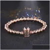 Perlé Métal Cz Zircone 4 Clors Roi Couronne Charme Bracelet Hommes Dl Polonais Perle Bracelets Pour Femme Livraison Directe Bijoux Dhrnu