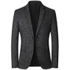 Jaket Merek Blazer Pria Baru Mantel Kasual Ramping Fashion Jaket Bisnis Pria Tampan Setelan Atasan Blazer Pria Bergaris Mantel Männer