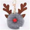 Portachiavi Simpatico peluche Alce Portachiavi Pompon Ciondolo Catene Anello Portachiavi Auto Porta ciondoli Borsa Regali Decorazione albero di Natale Drop Deliver Dhrwm