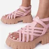 SURET Buty Summer Fashion Gladiator Kobiety wąski zespół Platforma Platforma Kwadratowa pięta Peep Stopa Rome Design Sexy Dojrzałe kobiety Kobieta