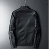 Men's Fur Men PU Leather Jacket Inclined Zipper Coat Motorcycle Biker Casual Jackets Coats Plus Size 5XL 6XL