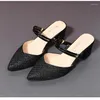 Dress Shoes Ladies 2023 Fashion Slingbacks High Heels Summer Toe-Covered Women's Sandals Pointed Toe Outer Wear Half Slippers