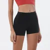 LU-633 Women Yoga Shorts Solid Color Bicycle Shorts High Waist Exercise Fitness Hip Shorts Quick-drying Dreathable Running Shorts