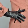 Five Fingers Gloves Winter Genuine Leather Glove Brand Sheepskin Warm Solid Color Female Real Sheep Lady Fashion Party WSR170 230925