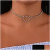 Chokers Hollow Heart Choker For Women Wholesale Statement Necklace Gold Sier Color Dainty Love Pendant Necklaces Gift Drop Delivery Je Dhpp8