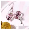 Dangle Chandelier Inspired Fashion Spiral Inner Flowered Glass Love Earrings Coloured Glaze Pendant Earring For Girl Lady Drop Deliver Dhnsn