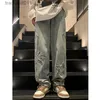 Men's Jeans Y2K Vintage Men Korean Blue Streetwear Oversize Star Aesthetic Straight Trousers Wide Leg Jeans Grunge Denim Pants Women Clothes L230926