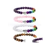 Beaded Seven Chakra Elephant Bracelet Yoga Energy Healing Stone Lava Tiger Eye Lapis Amethyst Stretch Prayer Beads For Man And Woman D Dhclt