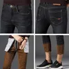 Men's Jeans Men Winter Fleece Warm Jeans Brand 2023 Fashion Business Pants Retro Classic Denim Trousers Autumn Casual Stretch Slim Jeans Men L230926