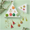 Acrylique Plastique Lucite 144Pcs / Boîte DIY Fruit Thème Boucles D'oreilles Faisant Des Kits Avec Alliage Émail Pendentifs En Laiton Boucle D'oreille Crochets Fermer Mais Invendu Dhuk3