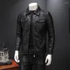 Männer Pelz Leder PU Herbst Jacke Für Männer Mode Chaquetas En Cuero Casaco Masculino Casual Mantel Männlichen Multi-tasche Kleidung