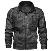 Men's Fur Style PU Leather Jacket For Men In Large Size Autumn And Winter Casual Heavy Wash With Stand-up