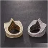 Anéis de cluster homens moda cobre ouro sier gelado fora anel de estrela de alta qualidade cz pedra forma jóias entrega gota dhgf8