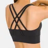 LL-DW002 Soutien-gorge de sport doux au beurre Soutien-gorge de yoga classique Soutien-gorge pour femmes respectueux de la peau Hauts à la mode Débardeur sexy à bretelles croisées Sous-vêtements pour femme Gilet de fitness avec bonnets amovibles