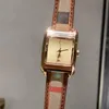 Montre de créateur de mode pour femmes, mouvement à Quartz, bracelet en cuir de vache à carreaux, acier raffiné 316L, montres2610