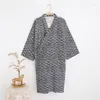 Mäns Sleepwear 2023 Cotton Auze Robe Loose Tin Yukata Japanese Kimono Pyjamas Ded V-Neck Batrobe